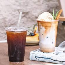 Ginkgo 100-Pack 20oz Clear Plastic Iced Coffee Cups With Lids And Straws, Disposable To Go Cups For Smoothies, Milkshake, Cold Beverages-Cb - 1 - 查看 5