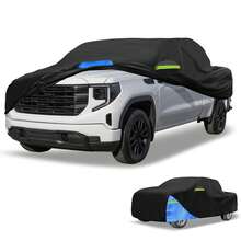 Car Cover Waterproof All Weather 210D, UV Sun Rain Protection, With Left Side Zipper - Black Blue for GMC Sierra - View 1