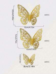 12/48/72 件 3D 镂空蝴蝶墙贴 蛋糕装饰装饰 婚礼装饰 客厅家居装饰 蝴蝶贴纸 性别揭示派对装饰 房间装饰 墙面装饰 个性化贴纸