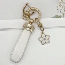Bowtie & Sakura Duo! 1 Alloy Metal Leather Strap Keychain, Hang Car Keys, Door Keys, Bags – Stylish & Practical!