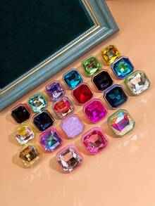 1 chiếc/20 chiếc Nhẫn nhựa pha lê hình bát giác sang trọng, Nhẫn đôi DIY nhiều màu, Thích hợp cho phụ nữ mặc thường ngày/dự tiệc và làm quà tặng Valentine - vòng nhựa - Xem 11