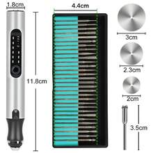Electric Engraving Pen Tool Kit USB Rechargeable Engraver Etching Pen Mini Cordless Carve Tool For DIY Art Carving Glass Wood Metal Stone Plastic Nails Jewelry - Silver - View 6