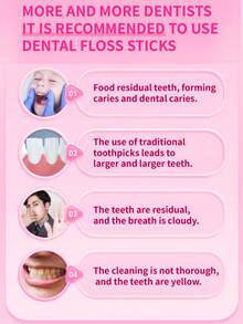 400pcs/8 Boxes Dental Floss, Toothpicks, Fine Floss, Portable Floss Picks, Floss Holders, Oral Cleaning Brushes, Disposable Dental Cleaning Tools, Deep Teeth Cleaning, Daily Necessities, Suitable For Restaurants, Kitchens, Living Rooms, Travel, Outings, Dates, Etc. - Pink - View 3