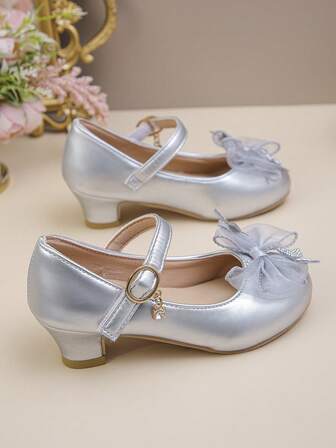 1 par vackra och drömska flickskor med låg klack och rund tå för prinsessor, dansskor, bekväma läderskor lämpliga för fester och sammankomster, multifunktionella oumbärliga