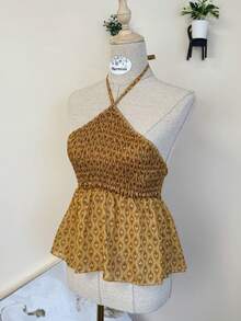 Camiseta de chica estampado de atar al cuello ,tejido fresquito nueva colección de verano .talla única S/M . entrega estimada 1-3dias laborable (península) - Amarillo - Ver 1