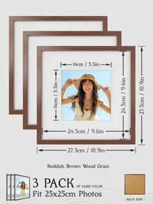 A4/30x40/30x30/25x25/20x20cm Multi Collage Gallery Photo Frames, Exquisite Large Woodgrain Picture Frames For Wall, Portrait Frame For Photo Wall, Fit A4/30x40/30x30/20x20cm/12x16/12x12/10x10/8x8-Inch Pictures, Golden/Beige/Reddish Brown/Brown Spotted/Ink Black/Pearl White With Imitation Wood Grain / Matte Suface, Classic/Simple/Cottagecore/Retro/All-Match (No Photo Paper)