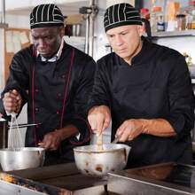 1pc/Set Chef Hats, Adjustable Long Band Service Caps, Restaurant Skull Caps, High-Tall Kitchen Hats For Dining, Black Polyester Woven With Toggle Closure, Lightweight Stretch Fit, Skull, Chef Hats