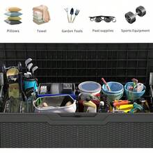 YITAHOME 200 Gallon Large Deck Box, Double-Wall Resin Outdoor Storage Box With Flexible Divider Patio Cushions Pool Supplies Garden Tools, 990 Lbs Load Capacity, Lockable (White) - Màu xám đen - Xem 10