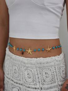 17KM 1pc Women's Belt, Bridal Waist Chain, Elegant Shiny Bohemian Colorful Gemstone Textured Waist Chain, Matching Dress, Gown, Wedding, Party, Festival Fall, Autumn,