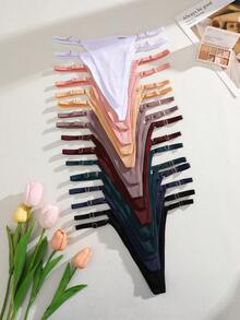 Tangas ajustables de algodón acanalado para mujer, 16 unidades, lencería sexy - Multicolor - Ver 4