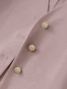 Women's Casual Resort Linen V-Neck Loose Short Sleeve Blazer, Spring/Summer - Pink - View 2