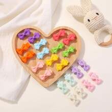 Mini barrettes et nœuds en ruban gros-grain doublé pour filles – 3 cm (25 paires de couleurs, 50 pièces)