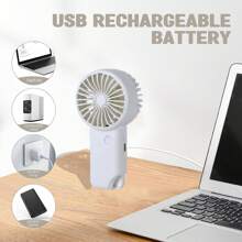 1 件手持式 USB 充电风扇，白色便携式迷你台扇，带 3 种速度设置，强力个人风扇，返校、万圣节礼物，适合女性、男性、家庭、办公室、化妆、户外旅行