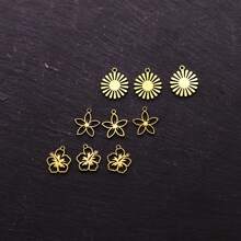 Lote de 3 piezas Colgantes de acero inoxidable con diseño de líneas artísticas de dama, borlas y hongos para hacer accesorios de joyería como aretes y collares
