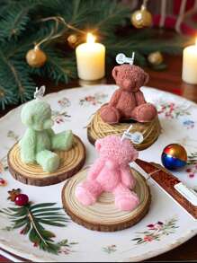 1 pièce Bougie parfumée en forme de nounours ours en peluche avec un cœur de rose. Objet décoratif fait main pour la chambre. Cadeau idéal pour les filles, parfums romantiques pour mariage/fête.