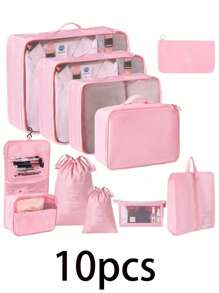 9 pièces Trousse de maquillage pour voyage d'été, organisateur de voyage portable et étanche, sac de toilette multifonction, boîtes de rangement de vêtements grande capacité, accessoires de voyage, sacs de compression gain de place, pochettes étanches. Convient pour sac à cosmétiques, sac de toilette, sac de plage, organisateur de cosmétiques, sac à maquillage, sac de rangement, sac à chaussures, boîte de rangement, fourre-tout, sac de voyage, accessoires de voyage. Excellent cadeau pour les amis, les parents, un anniversaire.