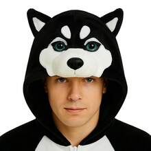 nerd hunters Adult Kigurumi Pajamas Plush Unisex Cosplay Costume Animal Dog Husky - Black - View 8