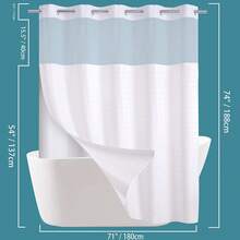 Wide Hotel Fabric Shower Curtain With Snap In Liner 108" X 74" For Bathroom Machine Washable Waterproof Repellent Shower Curtain (White 108" (W) X 74"(H)) - 格紋白色 - 查看 3