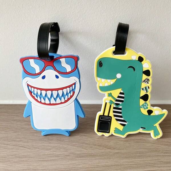 1/2 stuks schattige dinosaurus/haai bagagelabel hanger, grappige reisbagage identificatie, unisex cadeau kofferlabel vakantie voor reizen voor huwelijksreis voor universiteit voor schooltas voor vliegen voor cruise voor tassen voor bagage draagbare anti-verlies reisbenodigdheden reisaccessoires zomer terug naar school dames mini reisproducten tas voor school schoolaccessoires schoolspullen