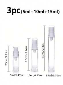 1/2/3/6pcs Airless Pump Bottles, 5ml/10ml/15ml,Empty Refillable Airless Pump Jars, Travel Size Dispenser Vacuum Eye Cream Bottle, Travel Containers For Toiletries,Mini Travel Bottles For Lotion Toiletries Liquid Toner Sample - Multicolor - View 11
