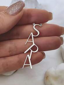 1PC Custom Vertical Letter Name Necklaces For Women Gold Color Personalized Stainless Steel Name Necklace Wedding Jewelry Gift,New Year Glamour - Multicolor - View 4