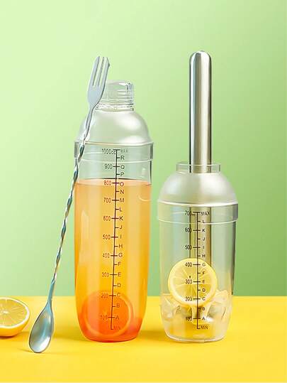 1 Stück Schockbecher handgefertigt, starker Milchtee Shaker Becher, Milchtee Laden Hausgemachter Zitronen Tee Werkzeug, Barkeeper Mixer verdickt, zufällige Skala "Cc" Skala "Ml" Skala