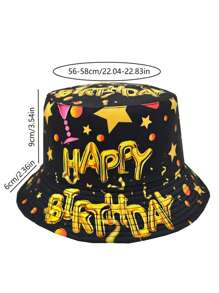 Elegante cappello secchiello con design della corona "È il mio compleanno" - leggero, nero con scritte dorate, 1 pezzo cappello secchiello in poliestere per feste di compleanno