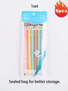 6 Soft Brushes, Highlighter Set, Pastel Marker Pen Set, Art Color Highlighter, Calligraphy Pen Back To School - Multicolor - View 13