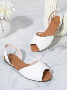 Sandali donna con punta aperta e suola piatta, scarpe da pescatore estive - Bianco - Visualizzare 4