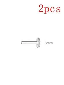 1pair Flat Back Earring Accessories 925 Sterling Silver Earring For Women 5Mm/6Mm Rod Minimalist Gift For Her Wedding Party Fine Jewelry