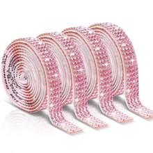 Bling Car Trim Strips, Bling Car Trim Strips, Rhinestone Strips For Car Dashboard Decoration Glitter Interior Exterior Accessories Automotive Diamond Inlaid Decorative Strip DIY 1pc - Multicolor - View 7