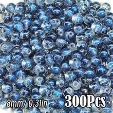 闪亮裂纹玻璃珠，破裂效果，尺寸为 10 毫米/0.39 英寸和 8 毫米/0.31 英寸。多色圆形珠子，用于 DIY 珠宝、手链、项链、耳环和手工艺品制作。