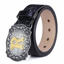 Letters A-Z Belts For Men Big Buckle Western Male Belts Retro PU Leather Waist Strap For Pants Pank Street Cowboy Cowgirl Style Black 3.8cm Width Casual, Business, Boyfriend Husband Father Dad Men Gift, Daily Wear, Fashion, Teen, Outdoor, Vacation, Athletic, Travel, Street, Boho, Vintage Fall, Autumn, Halloween Autumn-Winter Accessories, Suitable For Teens, Youth, Men, Casual, Outdoor, Athletic, Vacation, Graduation Gifts, Birthday, Daily Wear - Letter - View 19