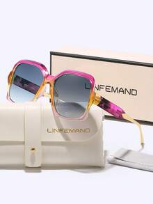 LINFEMAND 几何渐变装饰时尚女士眼镜，适合化妆舞会、海滩、节日礼物 - 彩色 - 查看 15