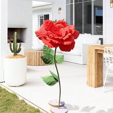 Giant Flowers For Decoration Artificial Peony Flower Head Large Fake Flower For Background Wedding Stage Party Decor - Red - View 4