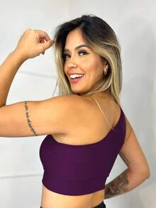 Women's Gym Tank Top One Shoulder Suplex - Màu tím - Xem 2