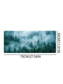 Tapis de souris de jeu avec motif d'arrière-plan de forêt, tapis de bureau élargi, tapis de table antidérapant en caoutchouc, avec bordure cousue, convenant pour ordinateur portable et ordinateur. Tapis d'expansion de forêt brumeuse