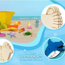 10 Pieces Unfinished Wooden Ocean Animal Cut-Outs For Summer Wooden Ocean Decorative Paintings, 10 Styles Of Blank Beach Octopus Mermaid Sea Turtle Animal Life Cut-Outs For DIY Craft Hanging Home Decor