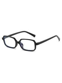 1 Pair Women's Small Frame Rectangular Minimalist Black Plano Glasses, Suitable For Daily Outfits - Black - View 3