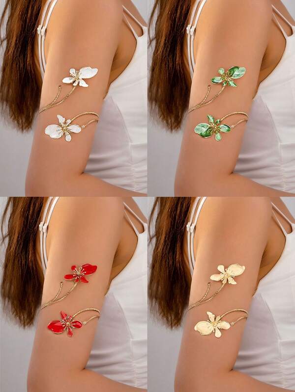 1 حبة أنيقة موضة سوار زهرة متعدد الألوان عصري ، تصميم مفصلي ، هدية مجوهرات لحفلات الصيف والتواريخ والعطلات للنساء