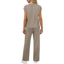 2 Piece Sets For Women Casual Summer Travel Vacation Outfits Cap Sleeve Lounge Set Loungewear Pajama Womenswear Minimalist - Coffee - View 7