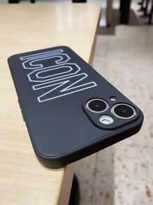 1 pezzo Custodia protettiva per telefono in TPU con testo inglese nero e iconografia di antigraffi e anti-urto, compatibile con 13/14/15 Pro Max, 16/16 Pro/16 Pro Max/16 Plus, 11/12 Pro Max, X/XR/XS Max, 7/8 Plus, 13 Mini/12 Mini, 11 Pro Max, 4 Pro, 14 Plus/15 Plus, design a coppia