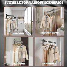 1 pièce Support de séchage pliable sans perçage, tige pliante invisible pour suspendre dans la salle de bain intérieure