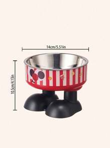 1pc Elevated Cartoon Cat Dog Pet Food Water Bowl With Spill Prevention, Raised Feeder