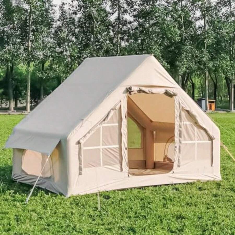 Inflatable Tents For Camping Blow Up Tent House With Hand Pump Easy Setup 4 Season Waterproof Windproof Oxford Air Tent Cabin House For Outdoor Camping Adult - 10'x6.6'x6.6' - 查看 1