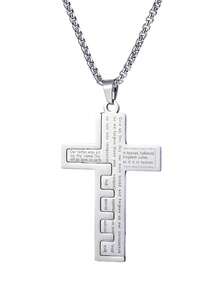 1PC New Cross Necklace For Men And Women Stainless Steel Gold Bible Prayer Men And Women Jewelry Party Gifts - Fashion - View 9