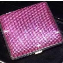 Diamond-Encrusted Metal Pressure-Resistant Women's Cigarette Box, High-End Creative Blingbling Shiny Double-Sided Crystal Diamond Cigarette Storage Box, 20pcs Cigarette Holder Set, Women's Gift - Multicolor - View 7