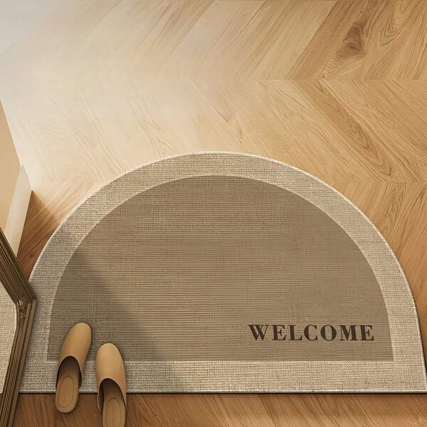 1pc Semi-Circle Decorative Doormat, Non-Slip Mat Suitable For Patio, Kitchen, Living Room, Bathroom, Bedroom, Balcony, Laundry Room, Room Decor