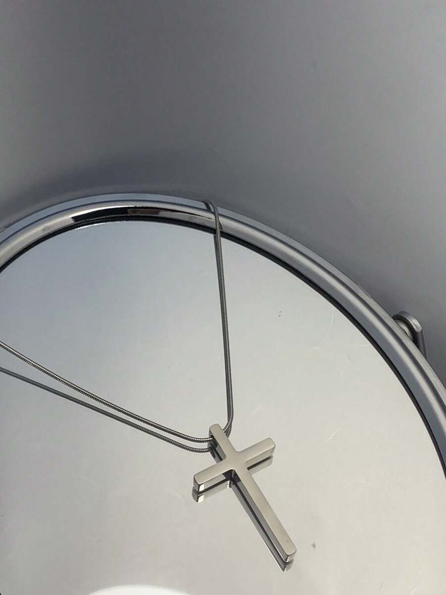 European And American Cross-Border New Titanium Steel Cross Necklace Men's Stainless Steel Versatile Necklace - 銀色 - 查看 1