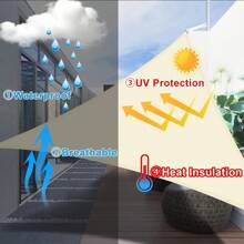 Zewnętrzny trójkątny żagiel przeciwsłoneczny, zewnętrzny żagiel przeciwsłoneczny na balkon, 3/4-metrowy składany srebrzysty żagiel przeciwsłoneczny, odpowiedni na taras/dziedziniec/taras/ogród/aktywności na świeżym powietrzu, trójkątny wodoodporny żagiel przeciwsłoneczny, zewnętrzna osłona przeciwsłoneczna na balkon, szopa przeciwsłoneczna, szopa przeciwdeszczowa, odpowiednia na taras/podwórko/taras/ogród, niezbędne akcesoria plażowe, pływak do basenu